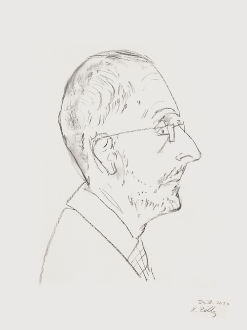 Ein gezeichnetes Portrait. Es zeigt Dr. Dirk Grundmann.
